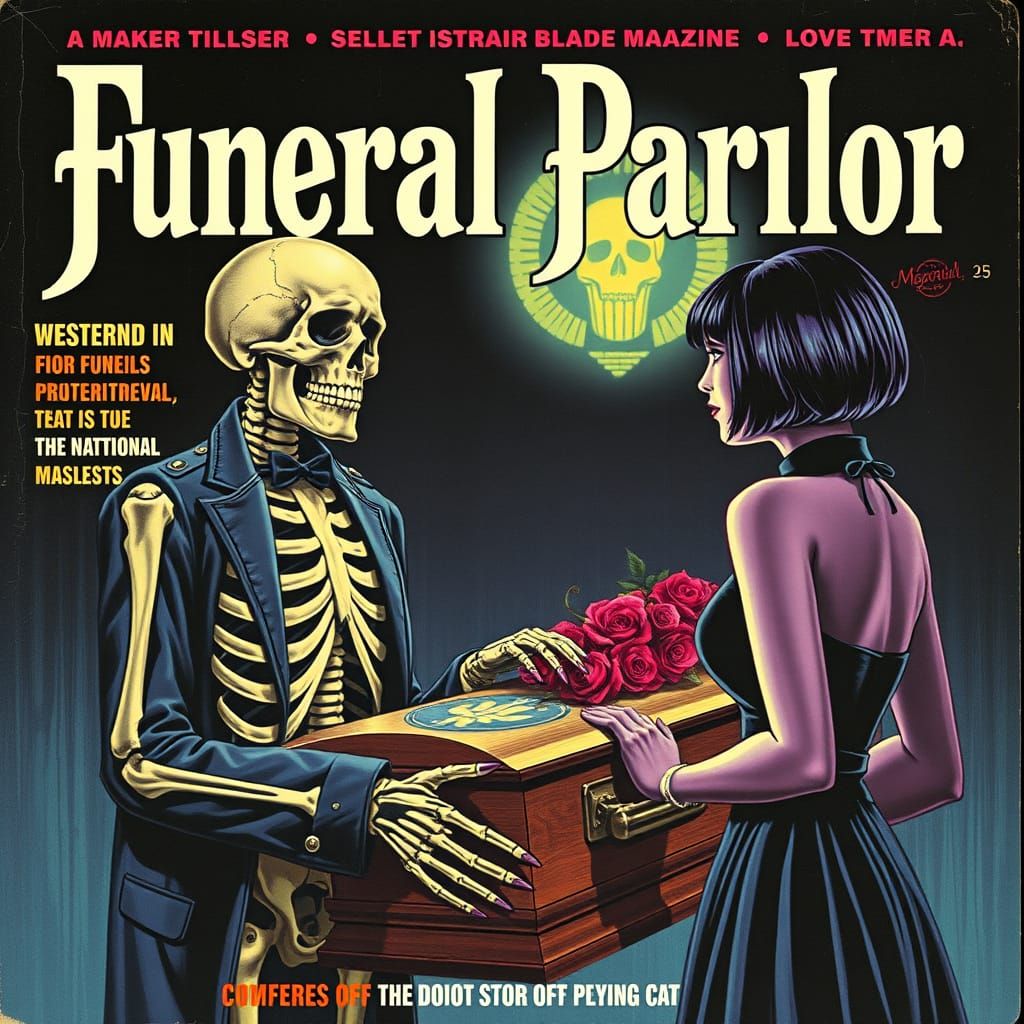 Cyberpunk Funeral Parlor Magazine Cover