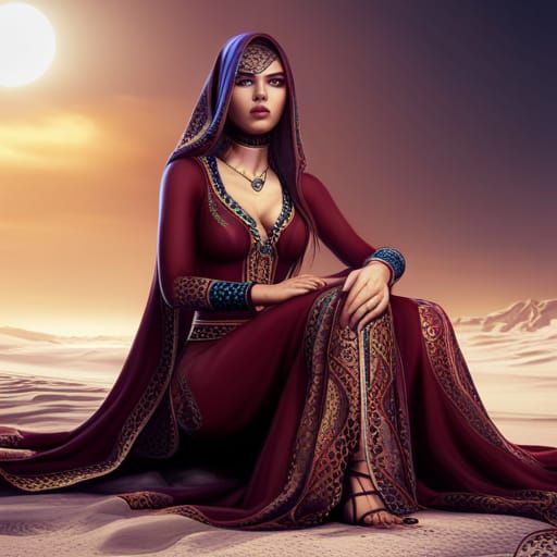 Beautiful Arab Woman in Detailed Matte Painting