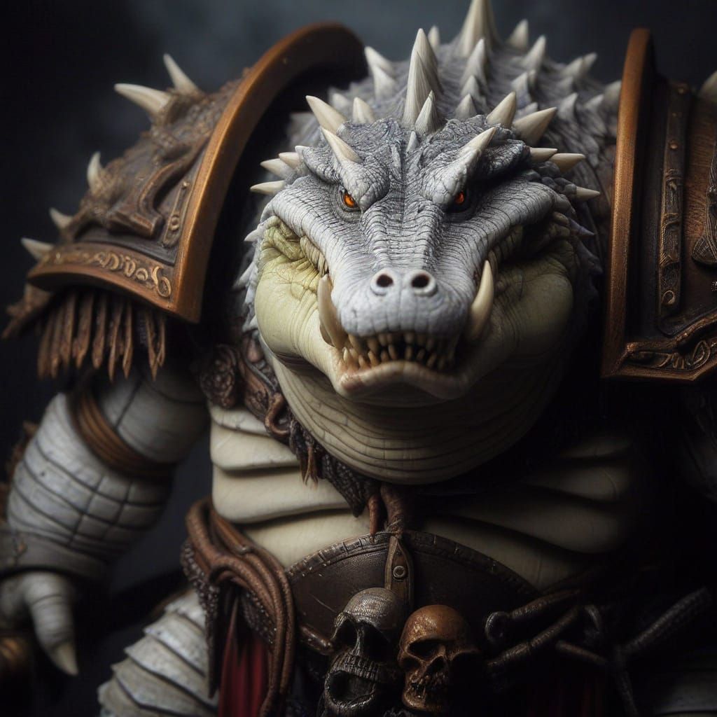 Albino Alligator Warboss in Shadow Armor Photograph