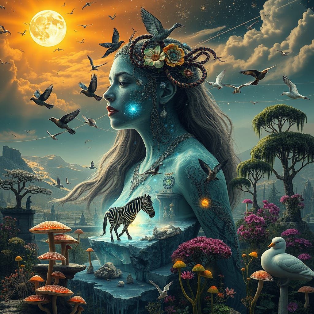 Mystical Shaman Woman in Frozen Oasis