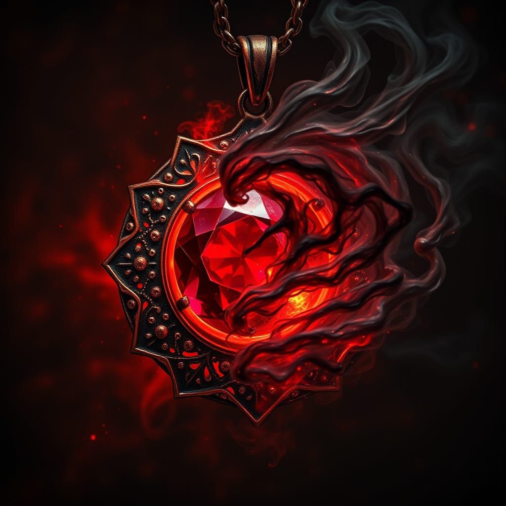 Dark Fantasy Necklace with Fiery, Ethereal Glow