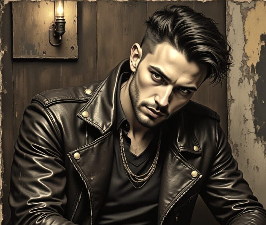 Brooding Man in Tavern, Dark Oil Painting Style