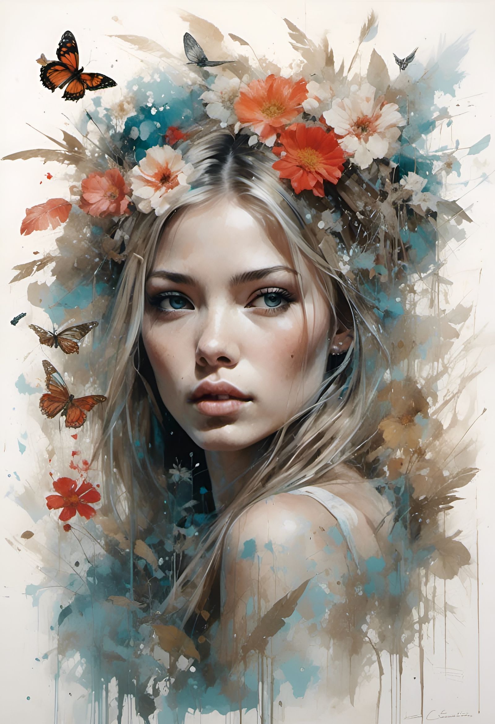 Enchanted Garden Double Exposure in Grunge Style