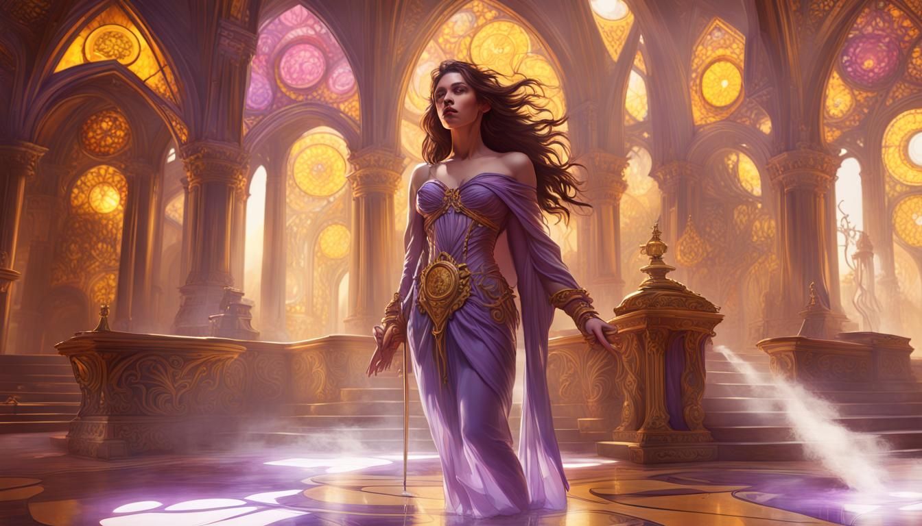 Ethereal Dark Fantasy Realm in Vibrant Complementary Colours