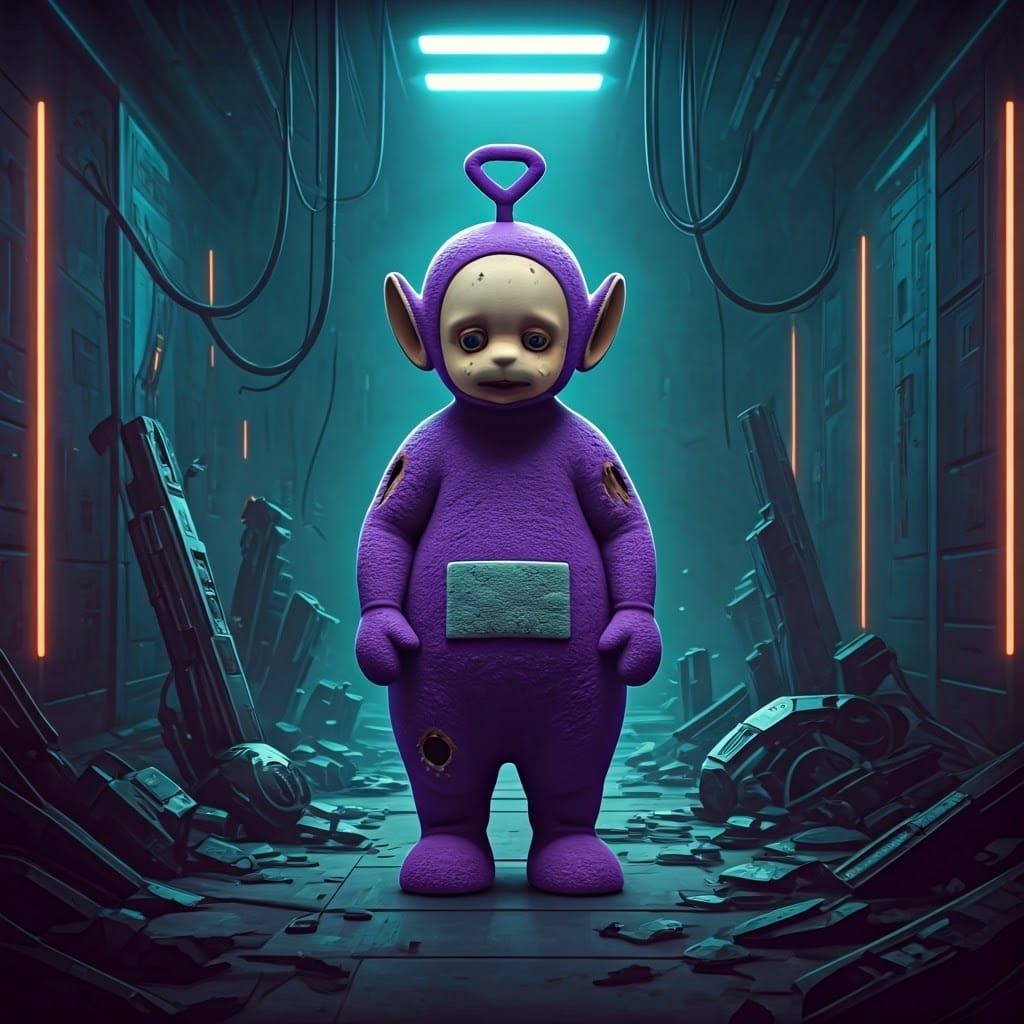 Abandoned Futuristic Abode with a Distraught Teletubby