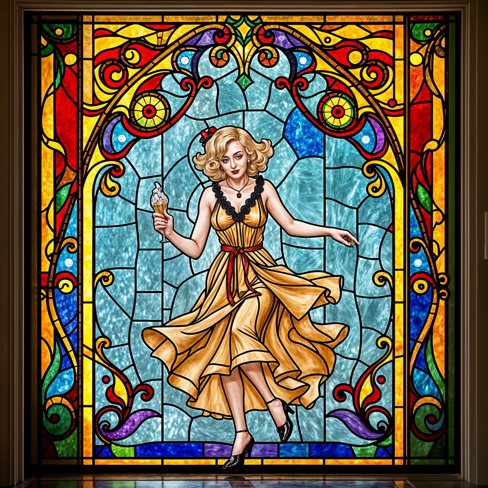 Stained Glass Window Depicts Baby Jane Hudson Dancing in a J...