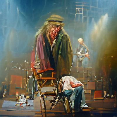 Sickly Performer on Stage in Oil Painting Style
