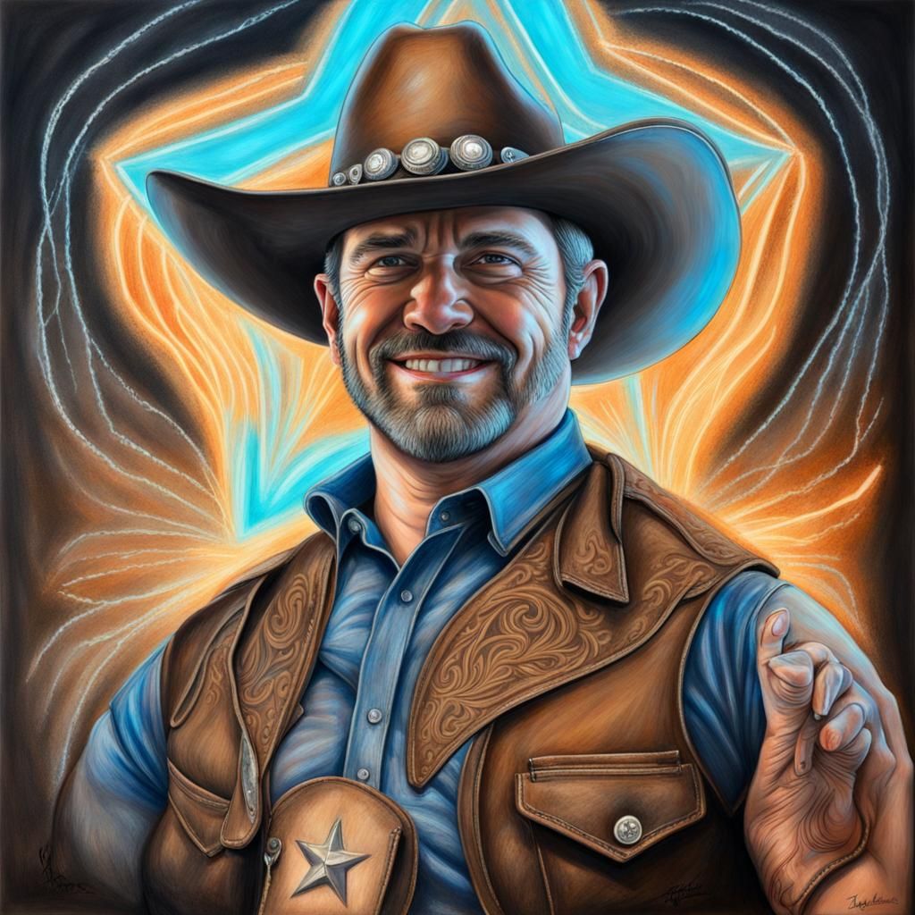 Hyperdetailed Charcoal Drawing of Electric Texas Sheriff