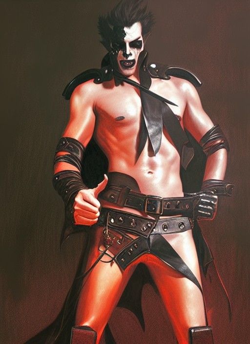 Sinister Handsome Demon in Leather, Dark Fantasy Art
