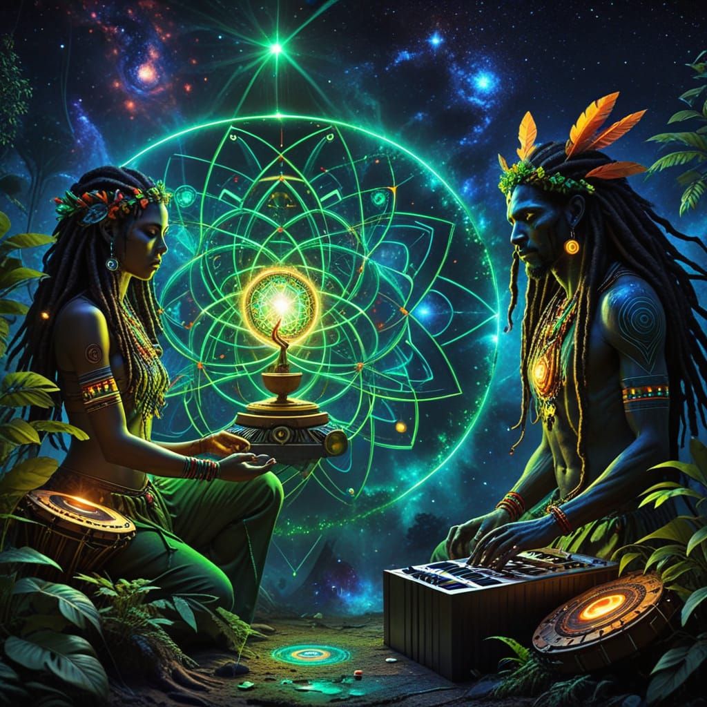 Celestial Harmony in Vibrant Electronic Symphony