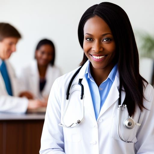 African American Doctor in Lab Coat Portrait