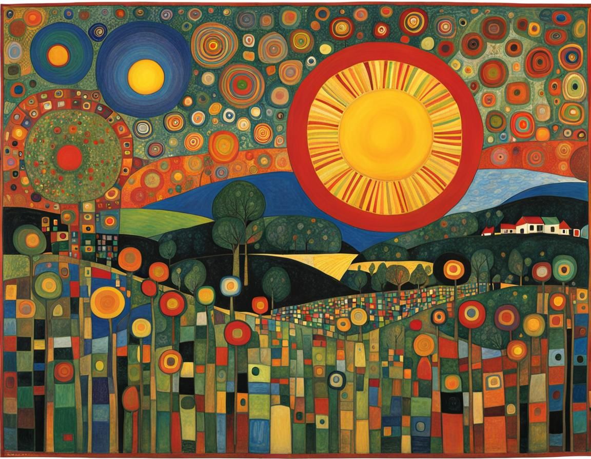 The Sun in Art Nouveau Style