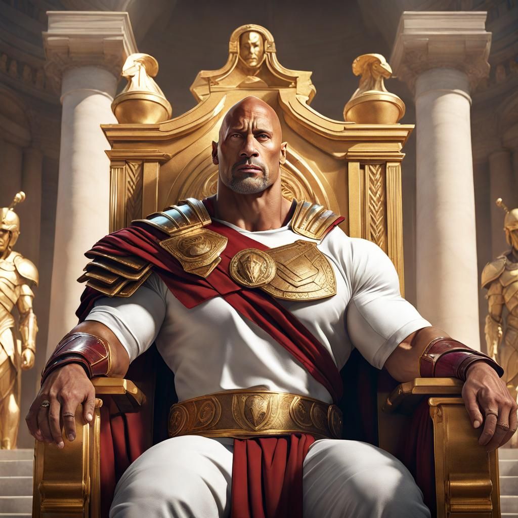 Roman Centurion on Golden Throne, Digital Portrait