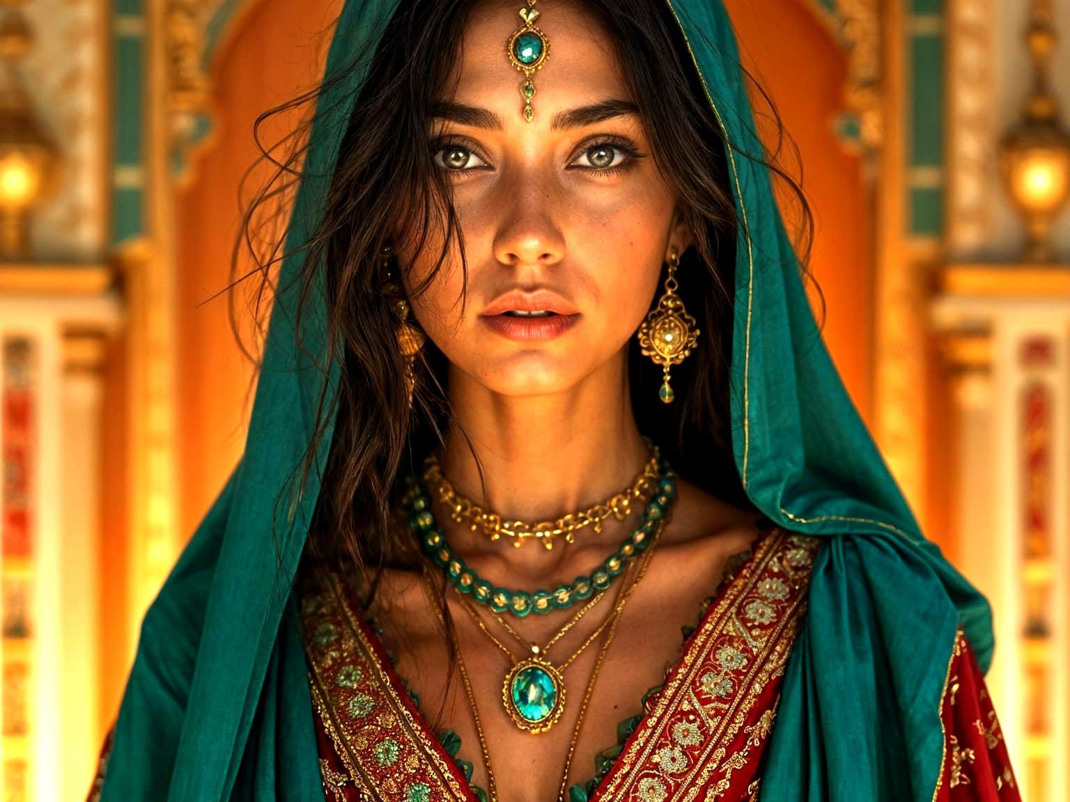 Zarabi Woman Portrait in Ornate, Fantastical Style