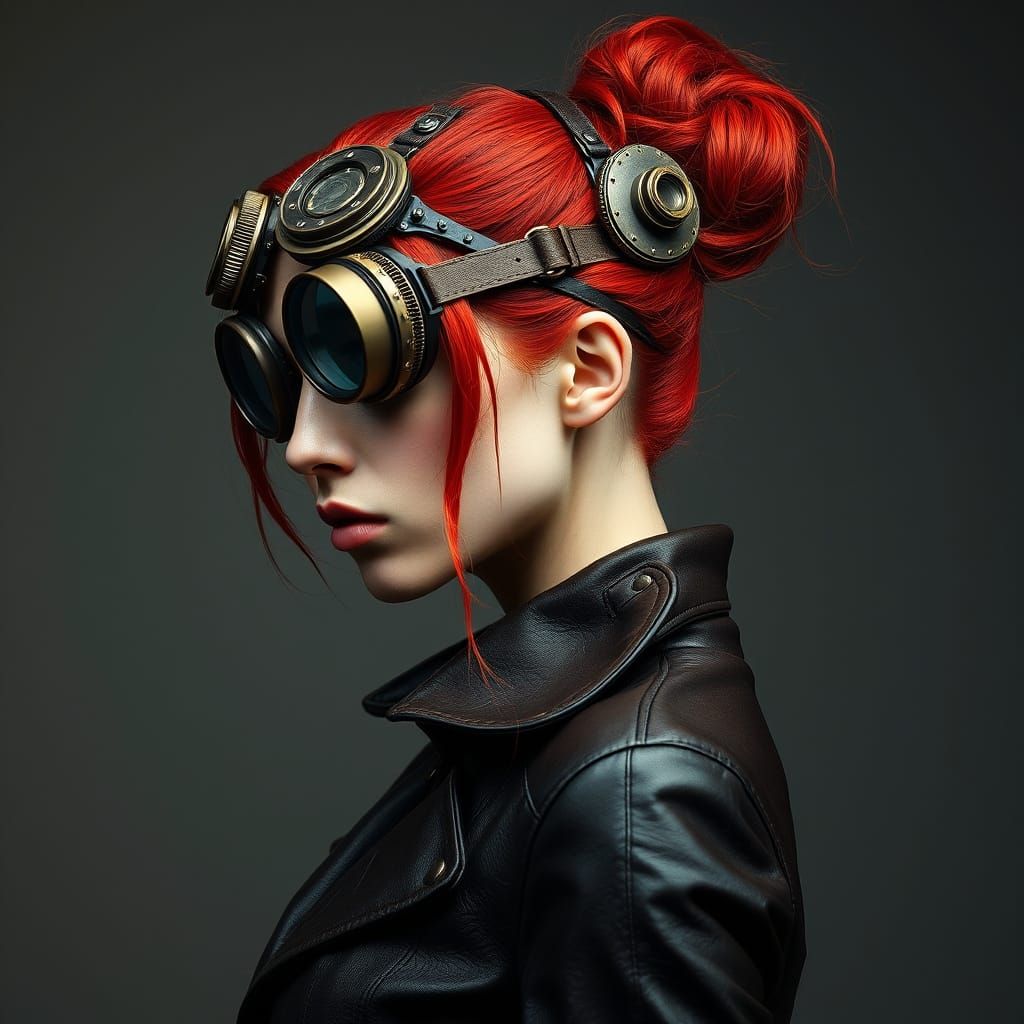 Futuristic Steampunk Goddess in Cyberpunk Attire