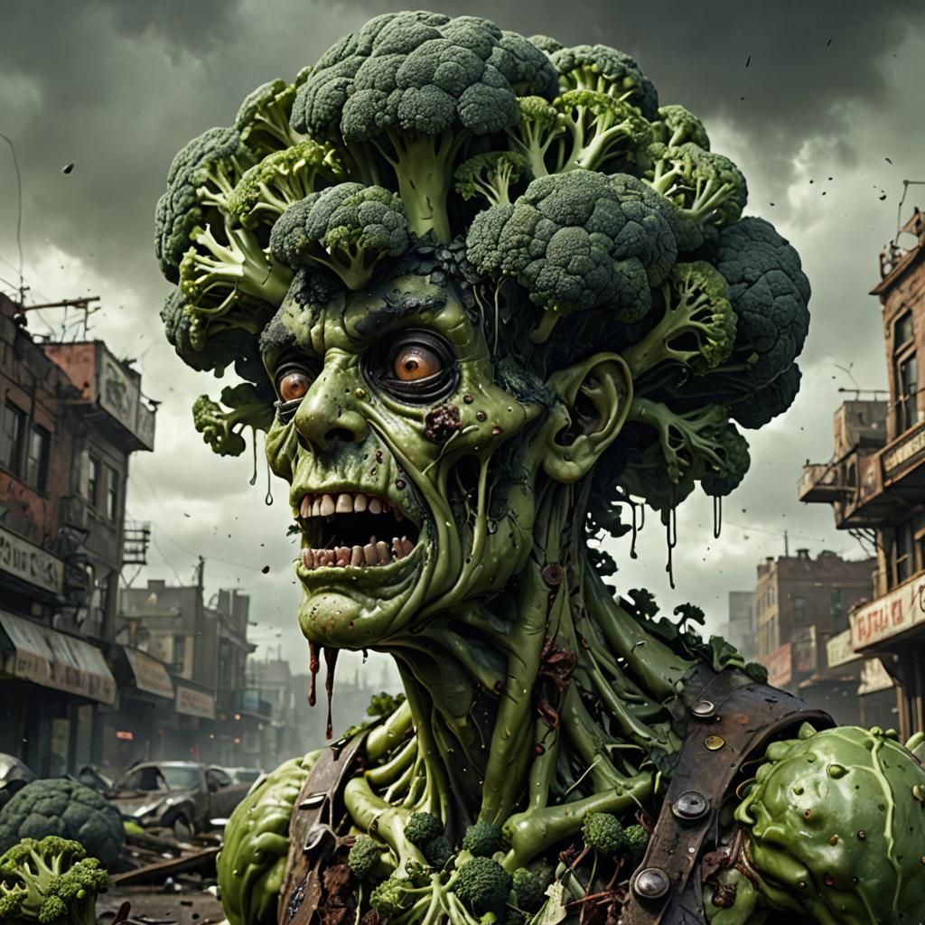 Hyperdetailed Broccoli Zombie in Borderland Fantasycore Styl...