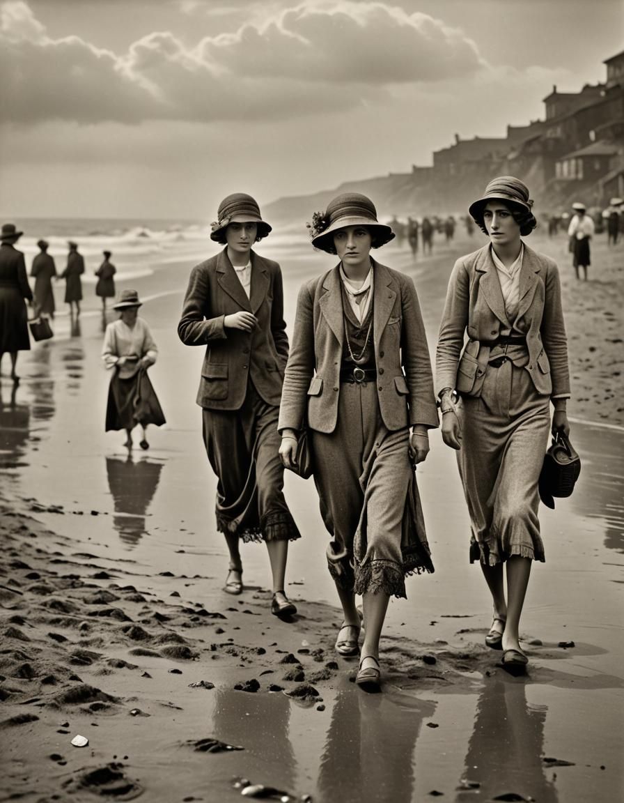 Women on the Beach in Hyperrealistic Style