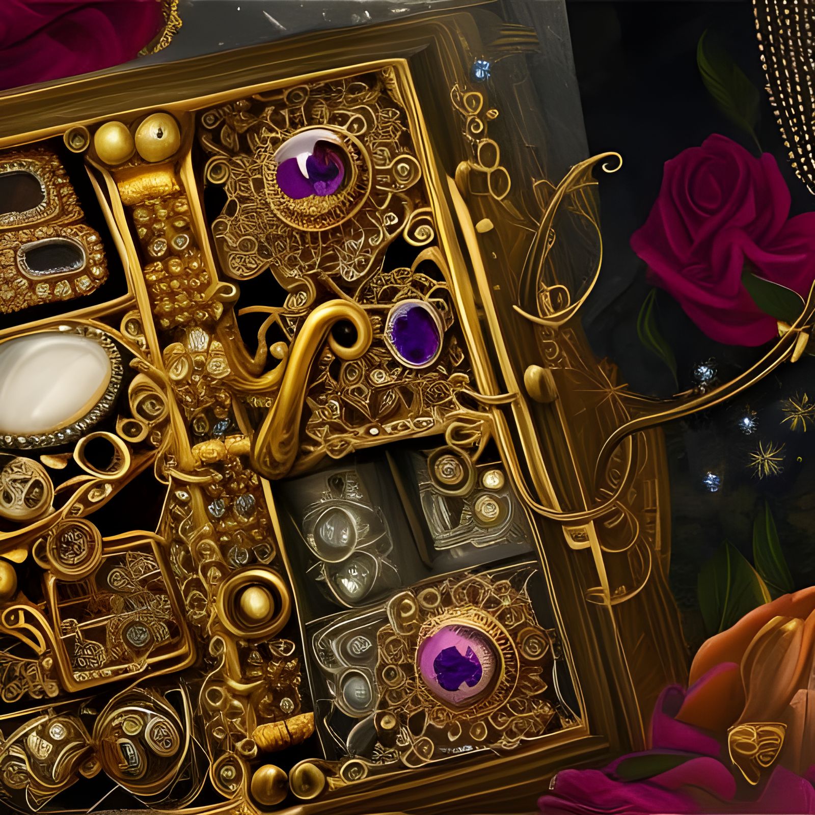 Intricate Jewellery Box with Gold and Gems