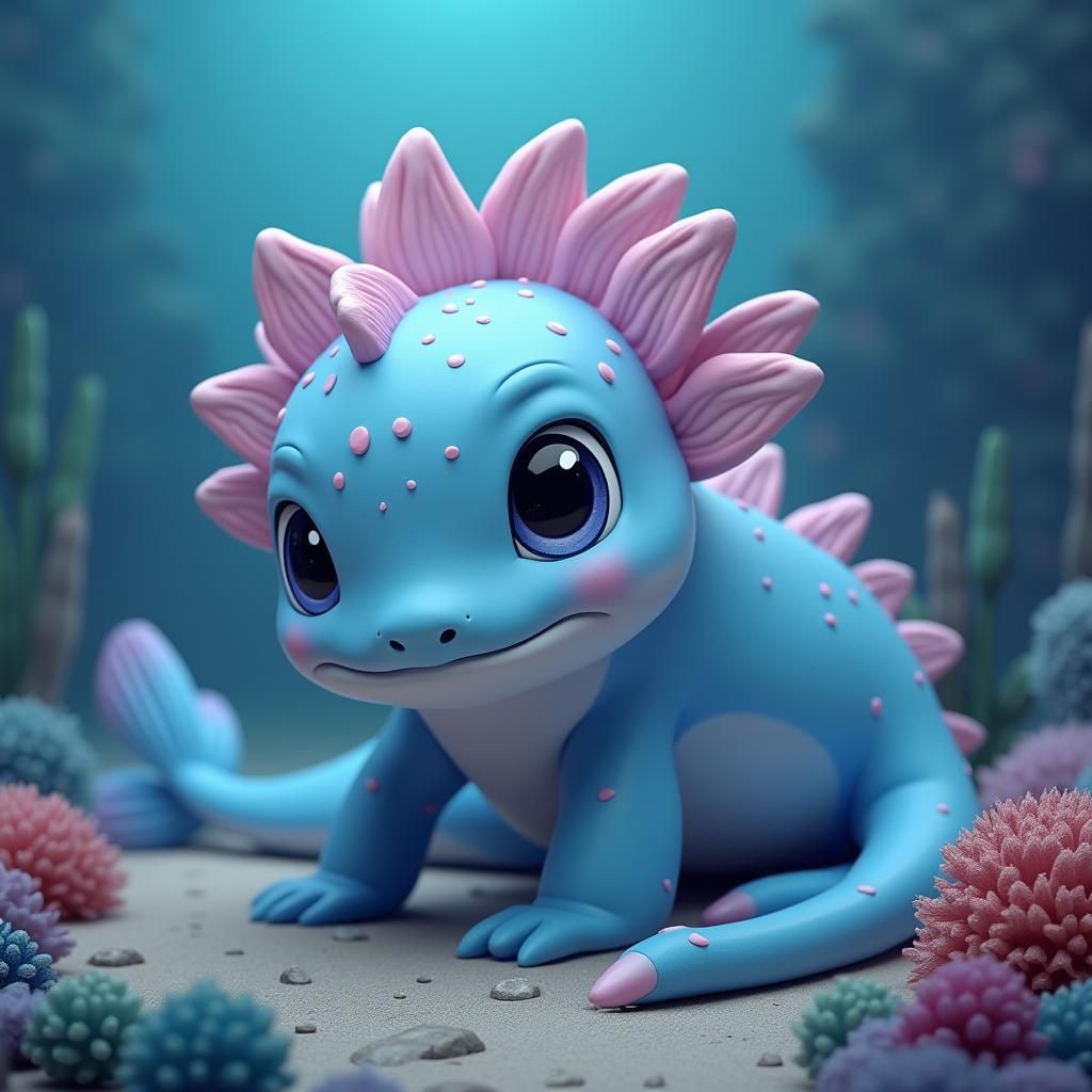 Sweet Plesiosaur in Disney 3D Style