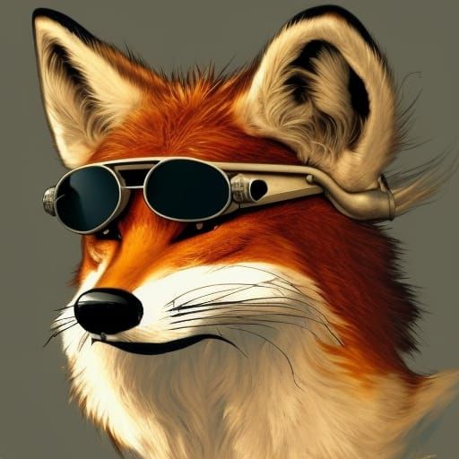 Steampunk Aviator Fox in British Plane Portrait