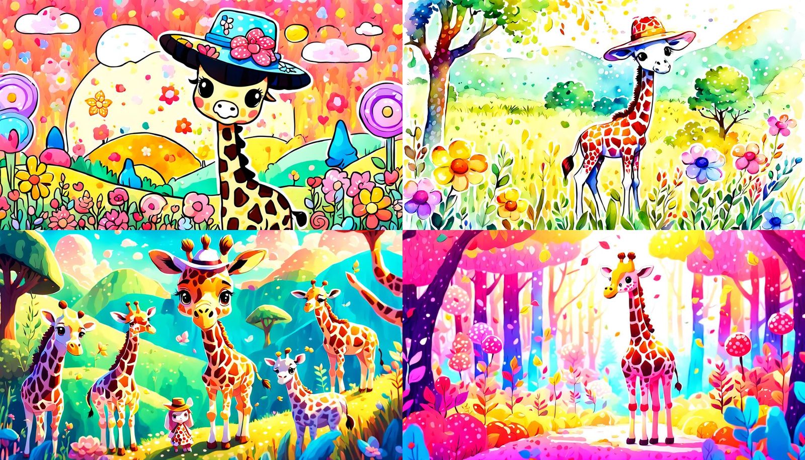 Chibi Giraffe in Elegant Attire, Whimsical Animal Friends