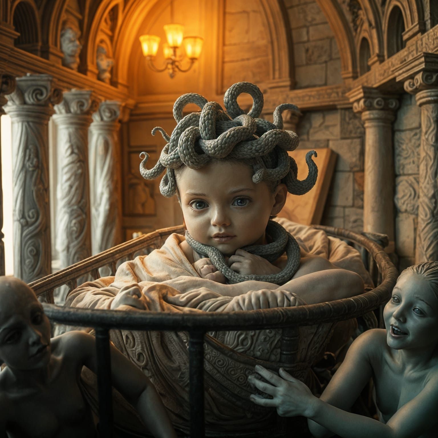 Baby Medusa Turns Adults to Stone