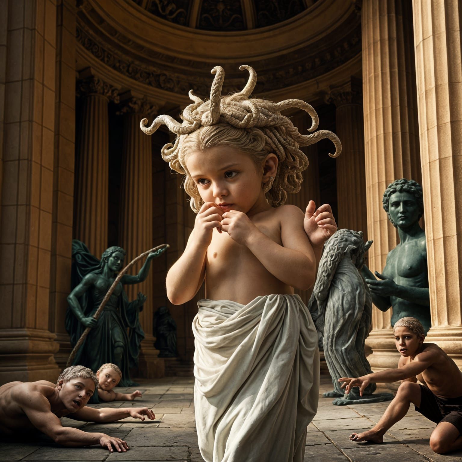 Baby Medusa Turns Adults to Stone