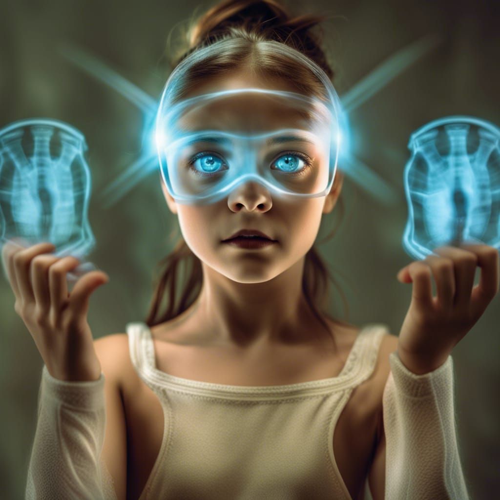 A girl starting to see with X-ray vision