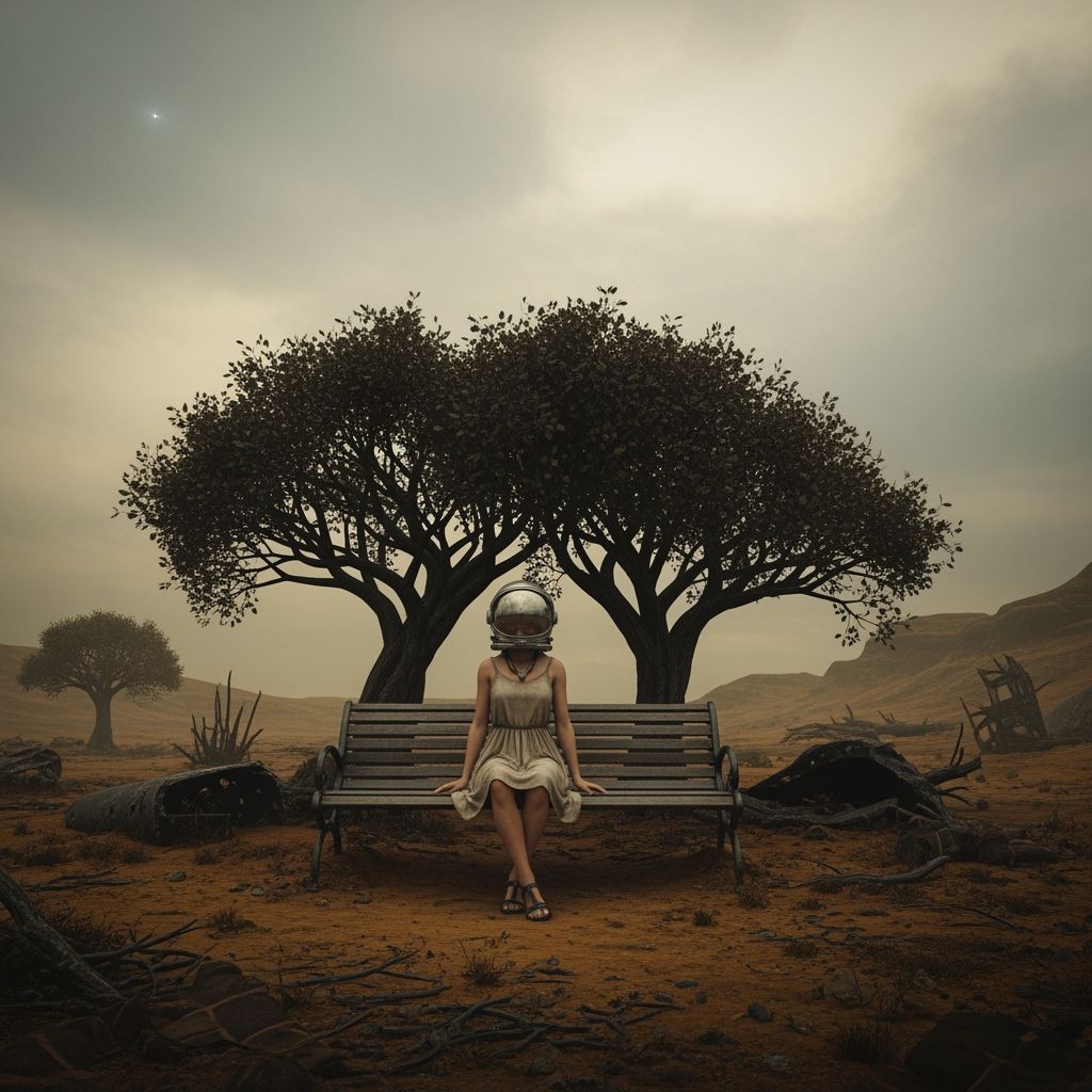 Astronaut in Sundress Exploring a Park