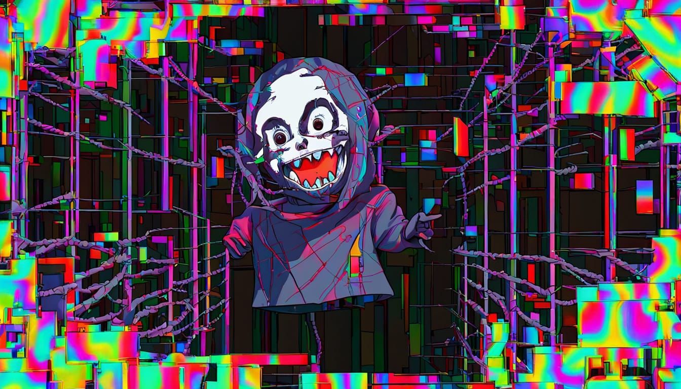 Junji Ito Inspired Laughing Graffiti with Barbed Wire