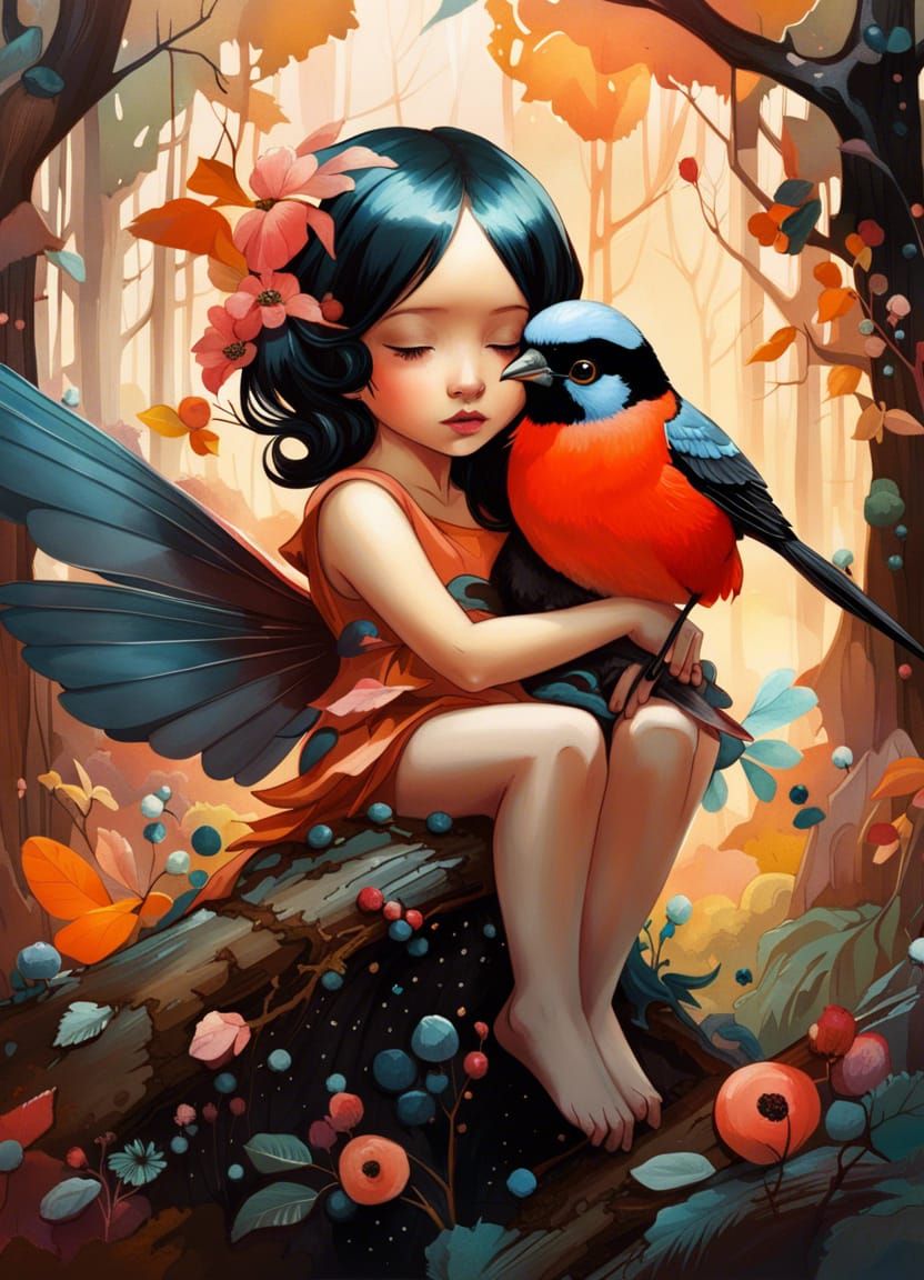 Bullfinch and fairy