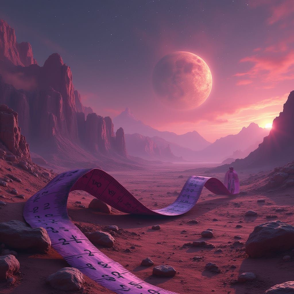 Amethyst Measuring Tape on Mars, Hyperrealistic Style