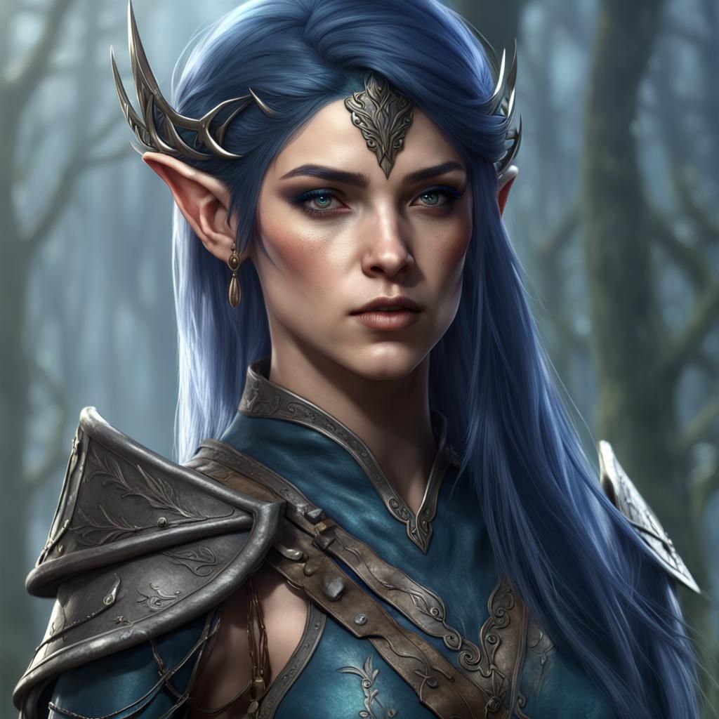Elven Ranger Portrait in Detailed Fantasy Art