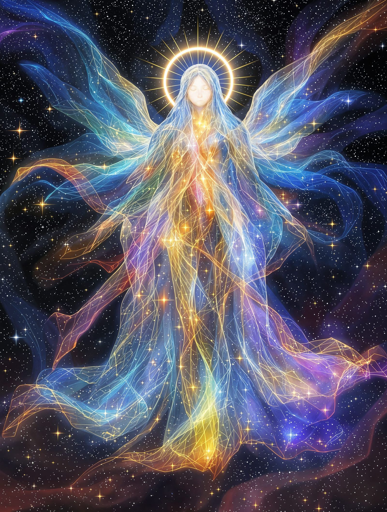 Celestial Angel in Galaxy Robes