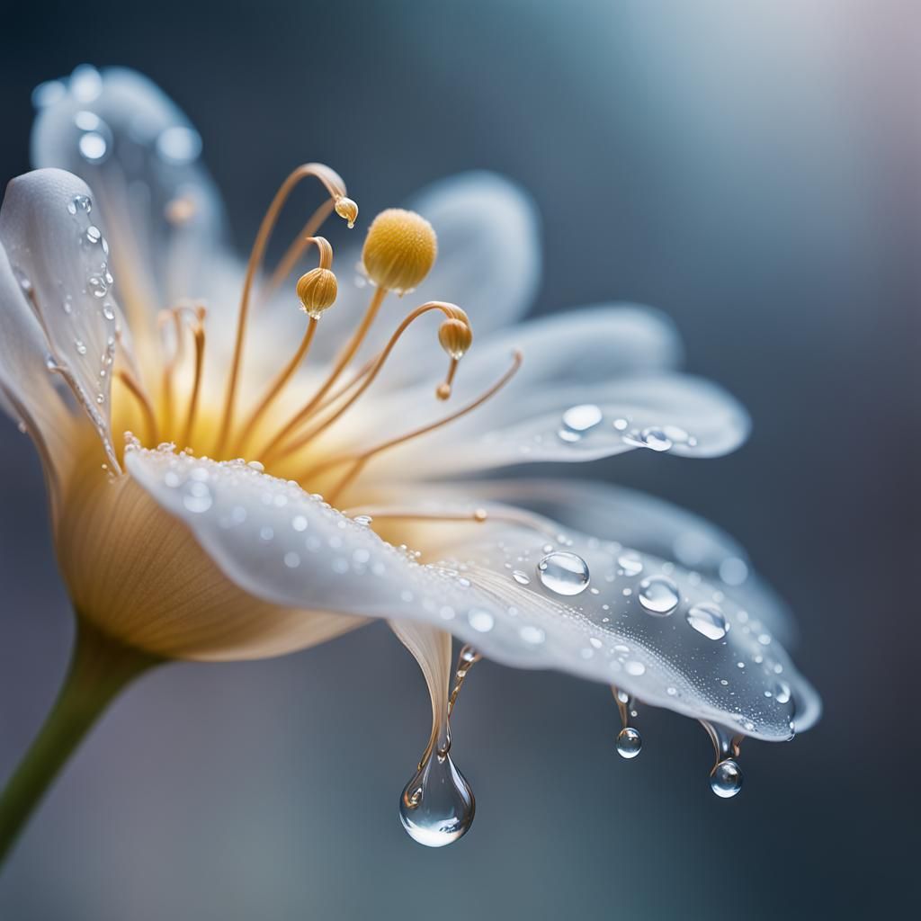 Macro Photo of Flower Petal with Dripping Water