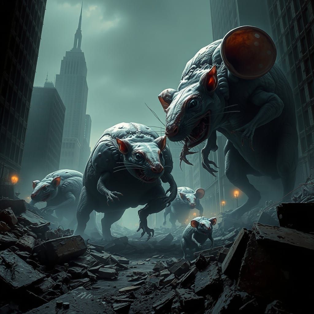 Post-Apocalyptic Mutant Rats Scavenge Ruined City