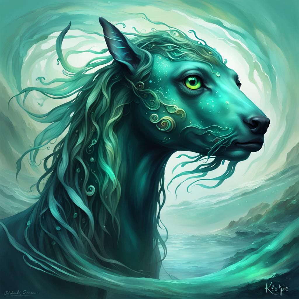 Mystical Kelpie Creature in Hyperrealistic Digital Painting