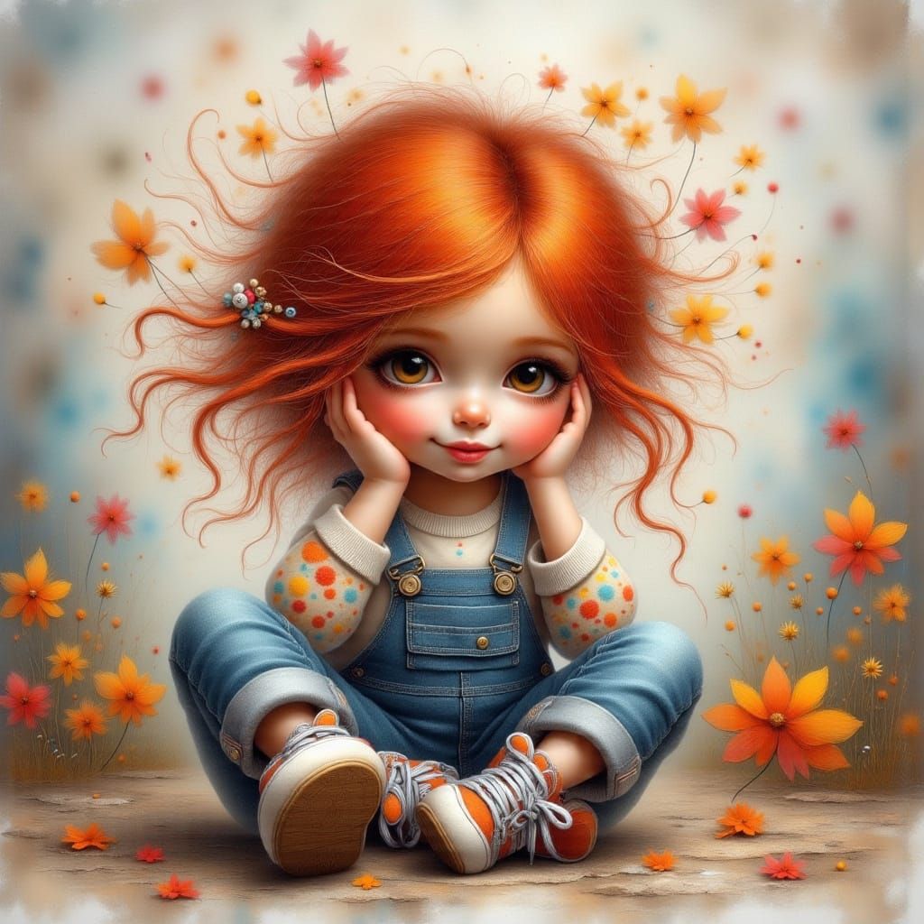 Cute Toddler Girl in Painterly Fantasy Art