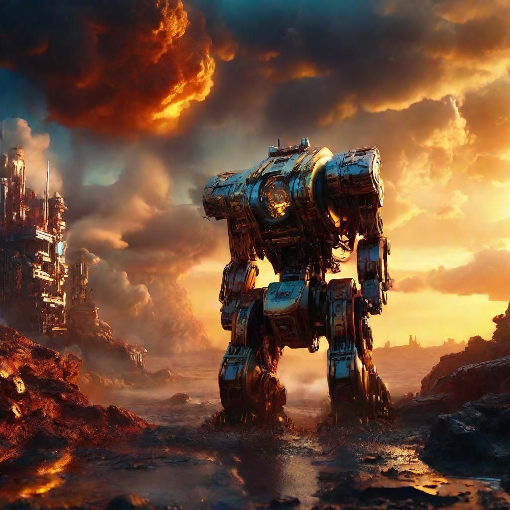 Elemental Being with Intricate Mech Details, Digital Art