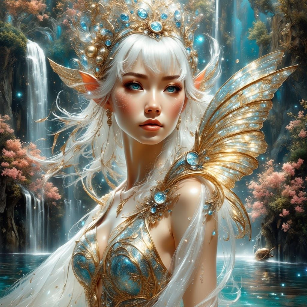 Whimsical Elf Celebrates in Alien Landscape