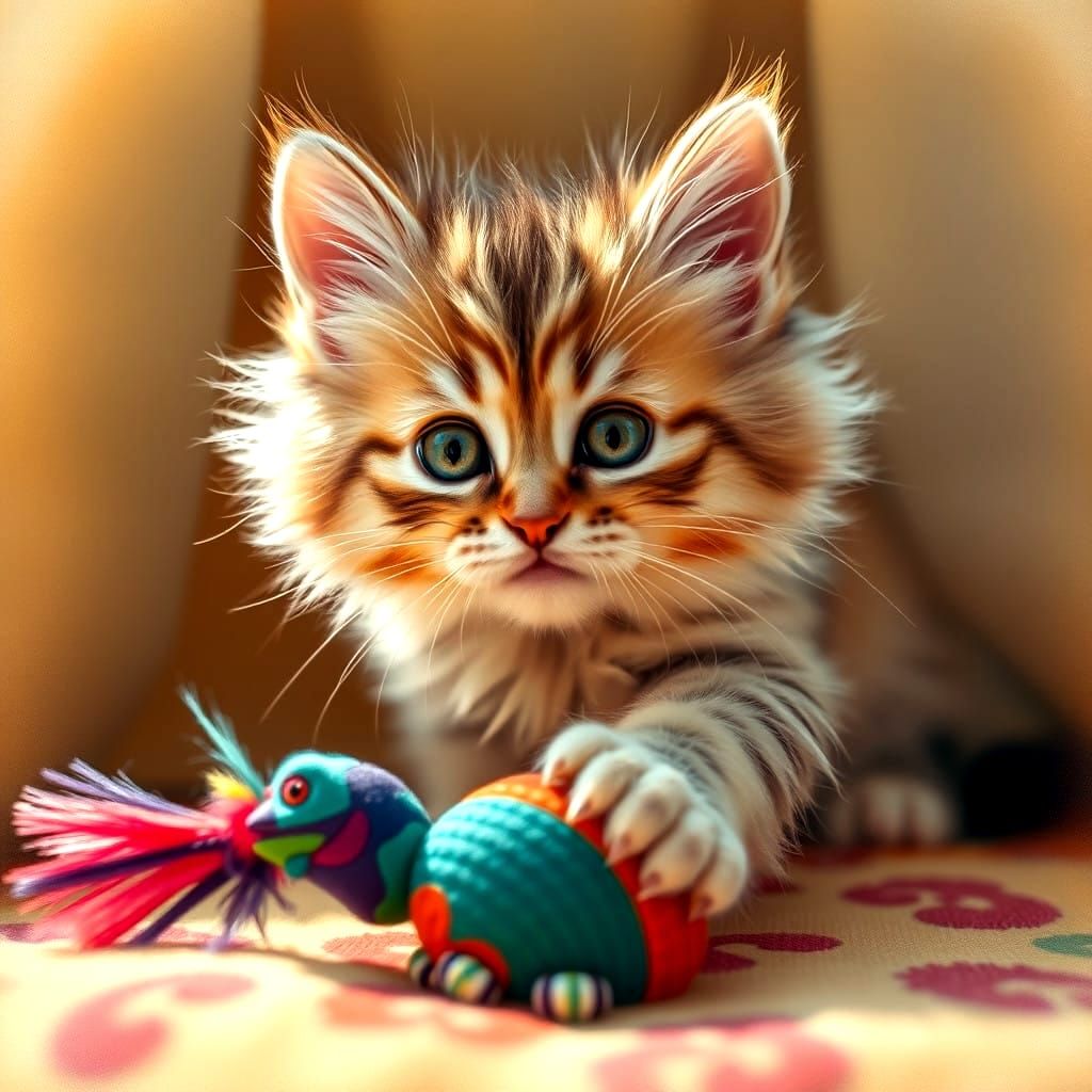 Cute Fuzzy Realistic Kitten at Play