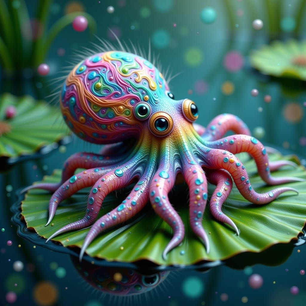 Ethereal Spider-Octopus in Vibrant Encaustic Colors