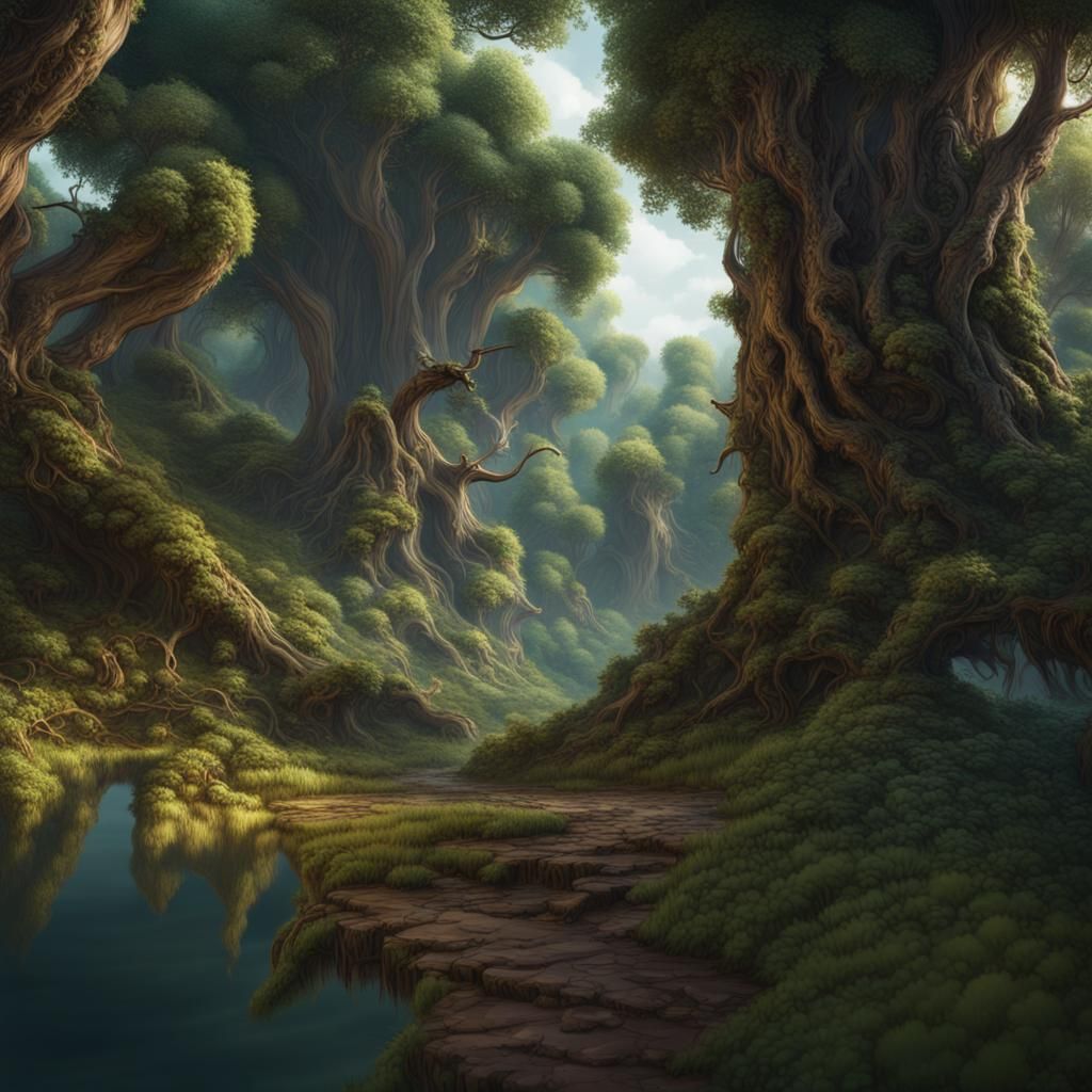 Gigantic Foot in Forest: Detailed Matte Painting