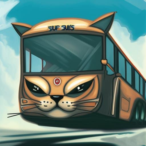 Realistic Cat-Bus Hybrid in Professional Photography Style