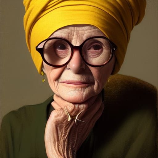 Elegant Elderly Woman Portrait in Hyperrealistic Style