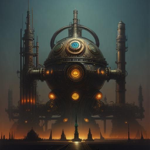 Steampunk Starship in Industrial Fantasy