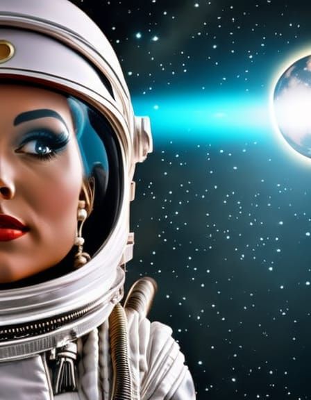 Retro Sci-Fi Space Girl in 1950s Style