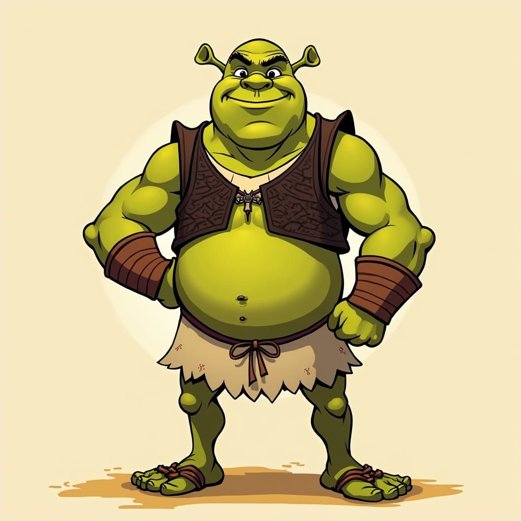 Green Ogre in Ancient Gladiator Attire