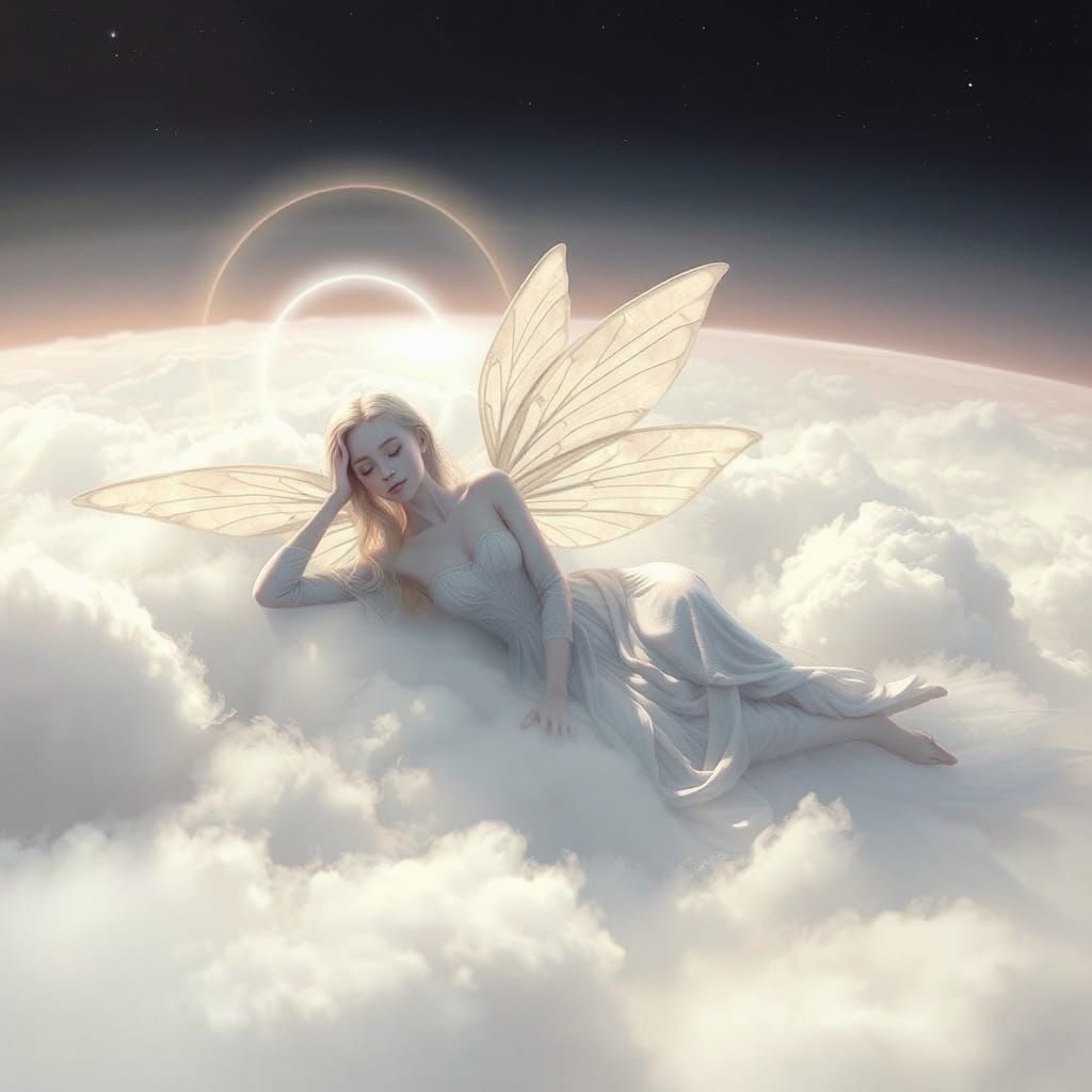 Ethereal Angel Sleeping in the Clouds