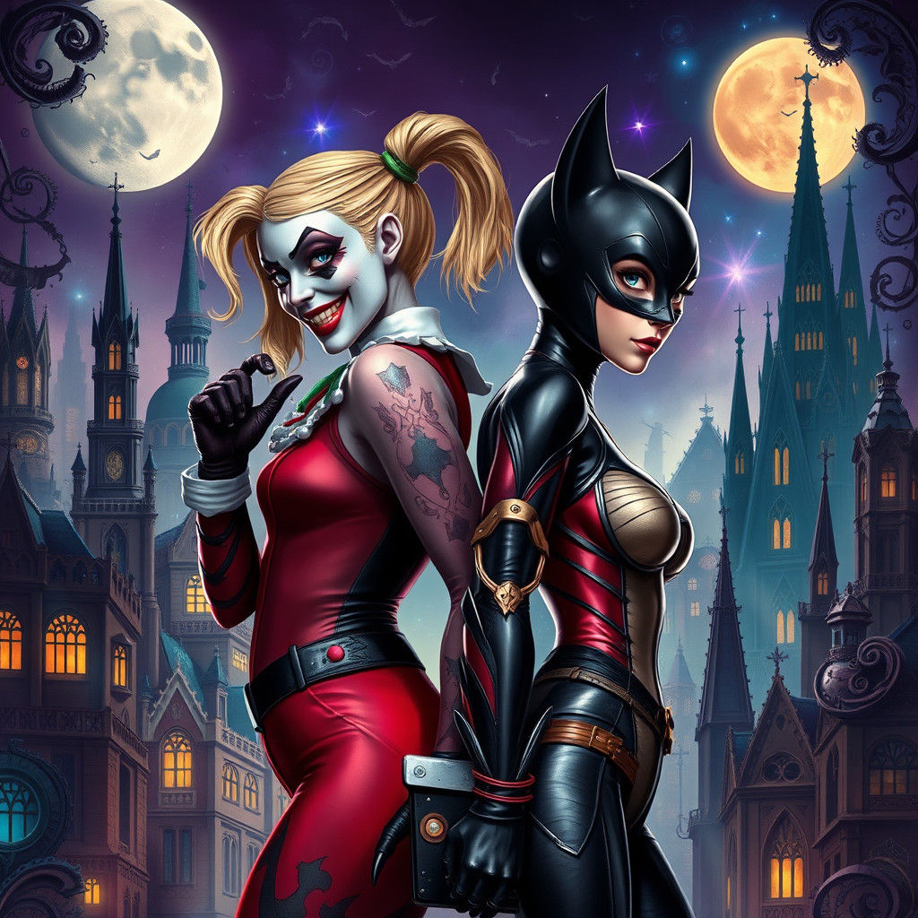 Gotham City: Harley Quinn and Catwoman in Dreamscape